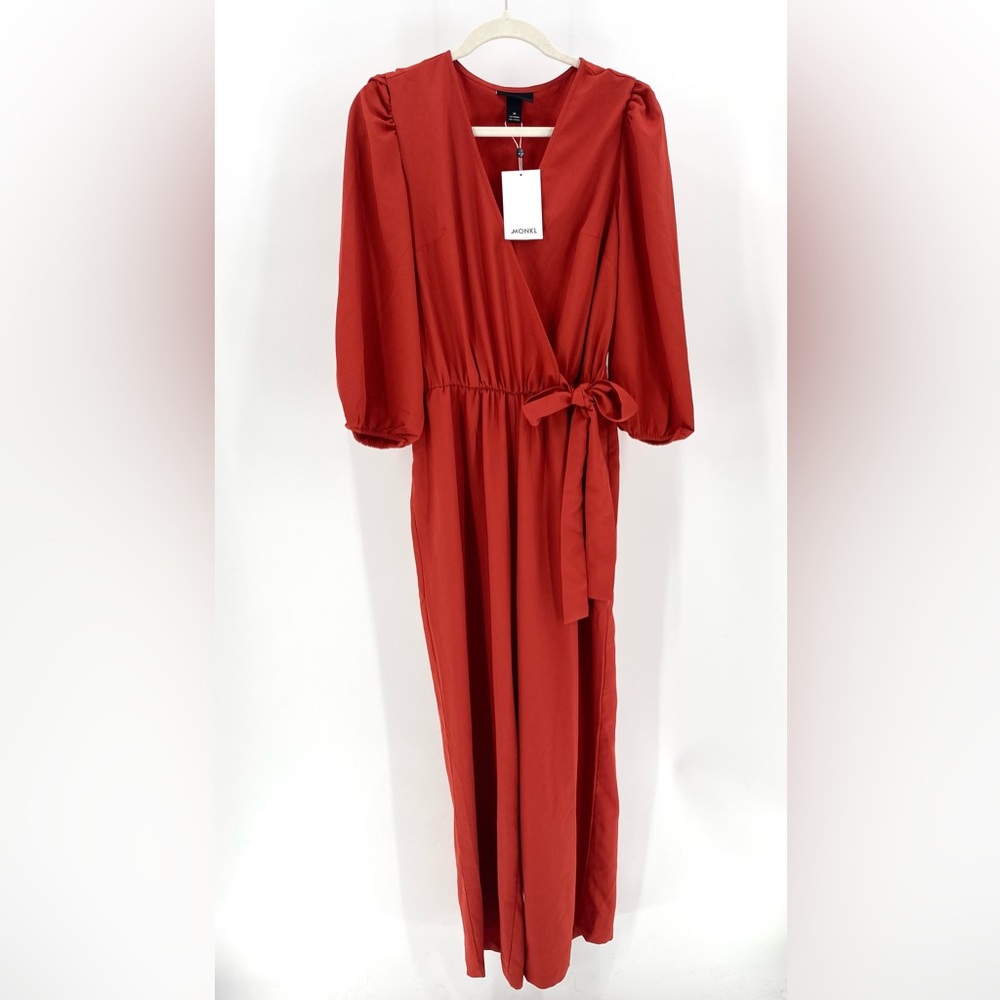 ASOS - MONKI - Tia Wrap Front Jumpsuit in Rust - Picture 6 of 11